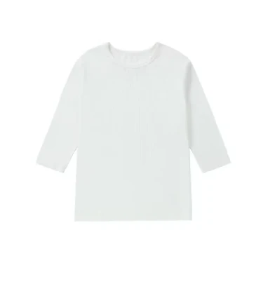 White Ribbed Tee 3/4 Sleeve