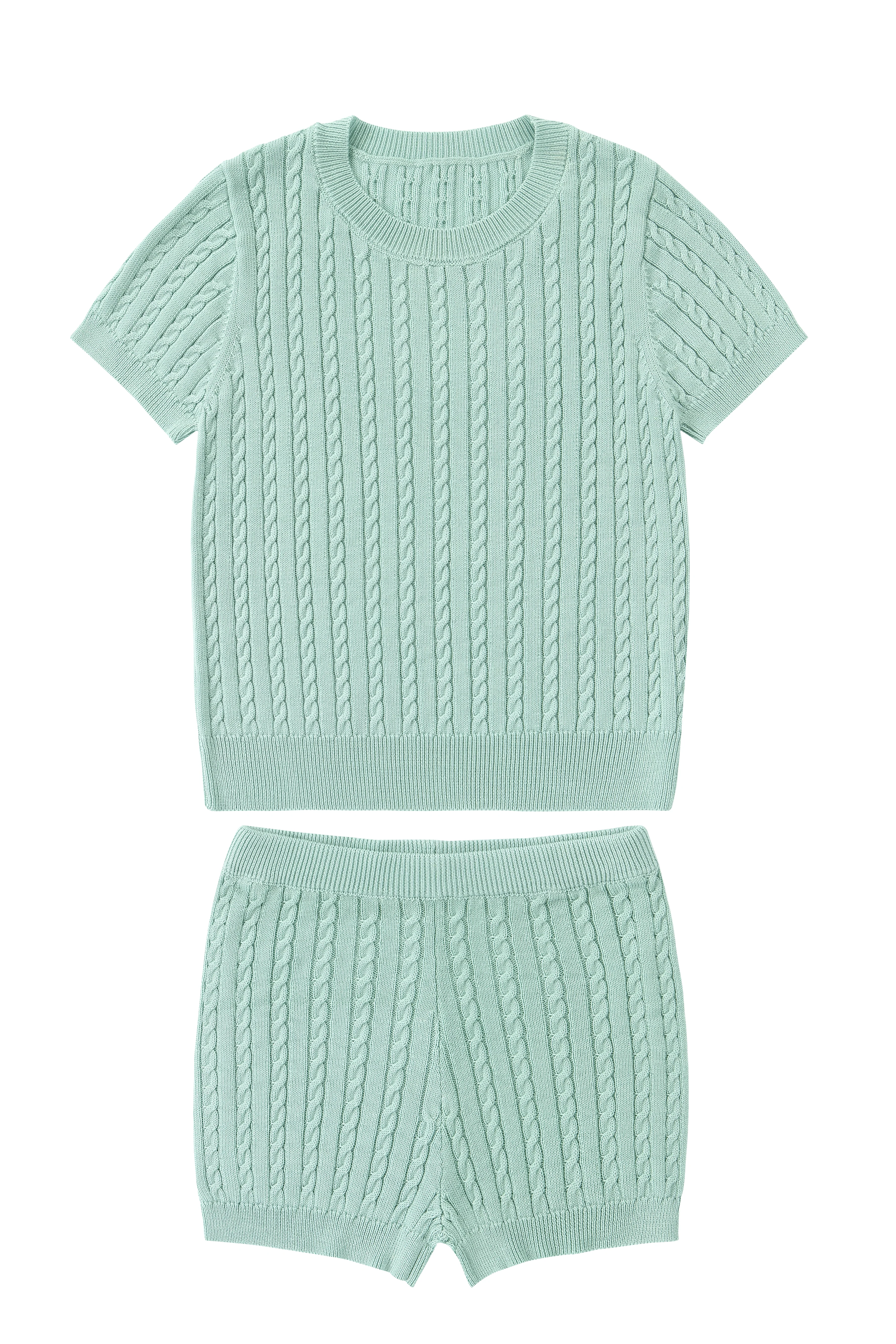 Baby Cableknit set (Green) - Sage Collection