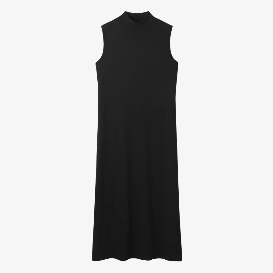 Cableknit Cardigan with Ribbed Maxi Black - Image 6