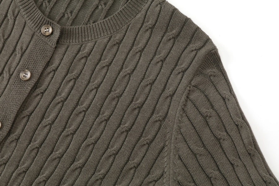 Cableknit Cardigan with Ribbed Maxi Black - Image 9