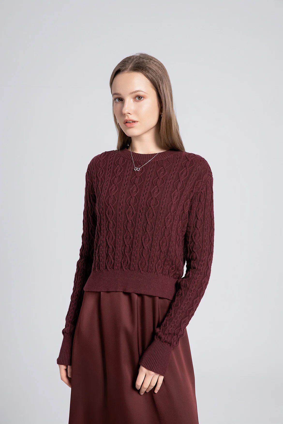 Cableknit Sweater Satin Jumper - Image 3