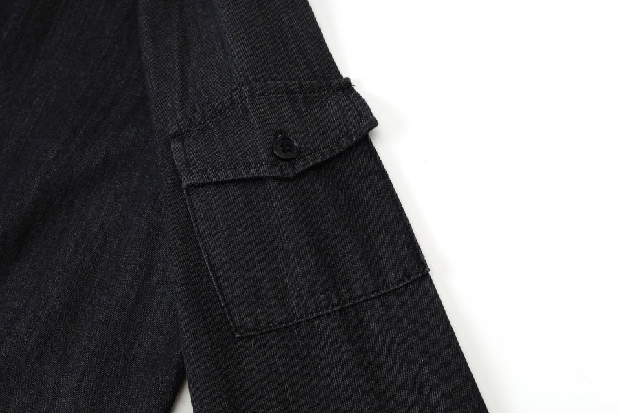 Dark Blue Denim Jumper Shirt Set - Image 10