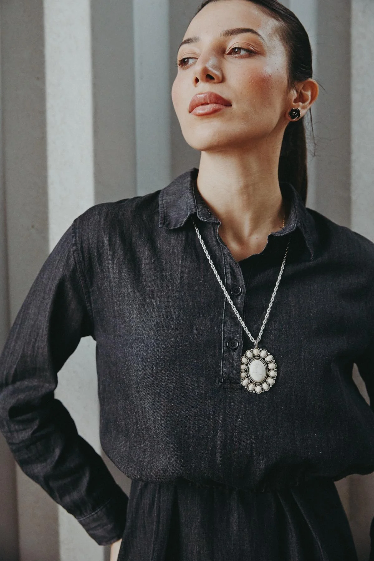 Dark Blue Denim Jumper Shirt Set - Image 7