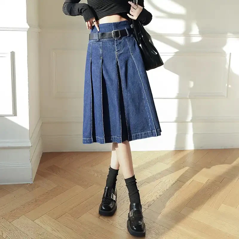 Denim Pleated Skirt - Image 2