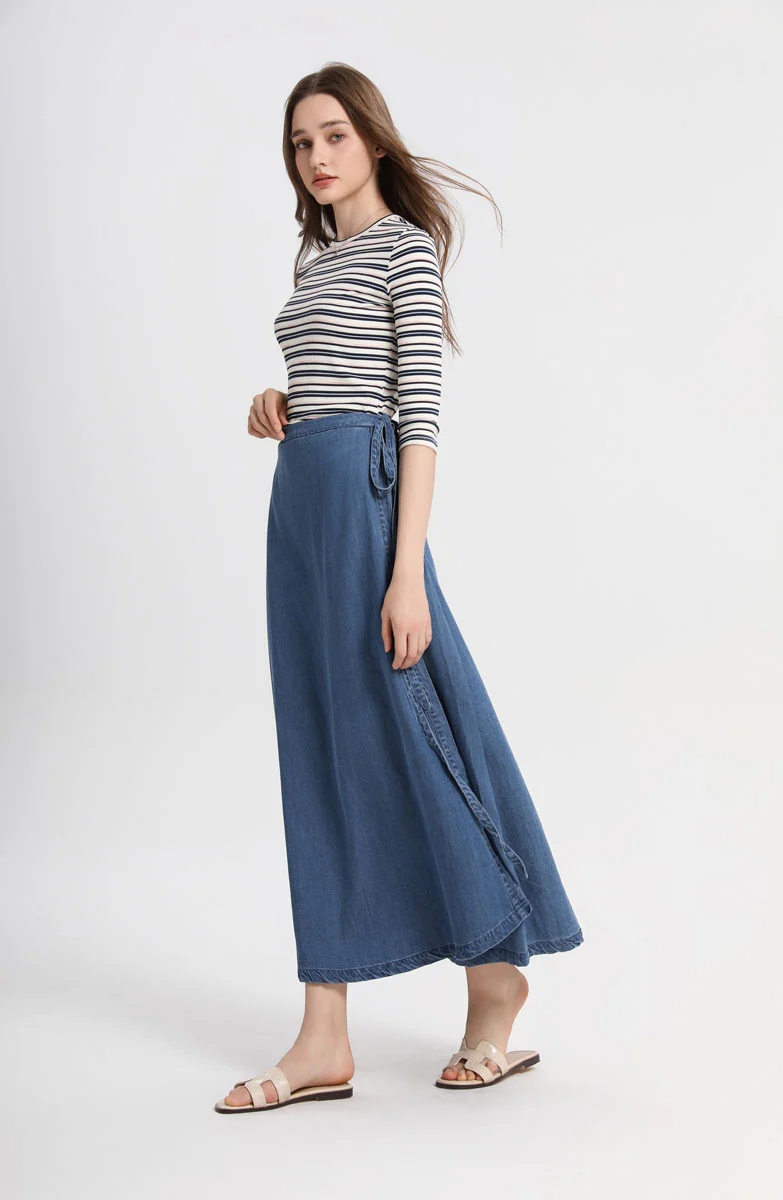 Denim Wrap Skirt - Image 2