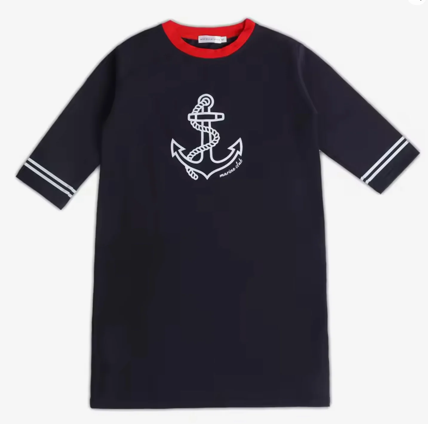 Girls Navy T-Shirt Dress- The Harbor Collection - Image 2