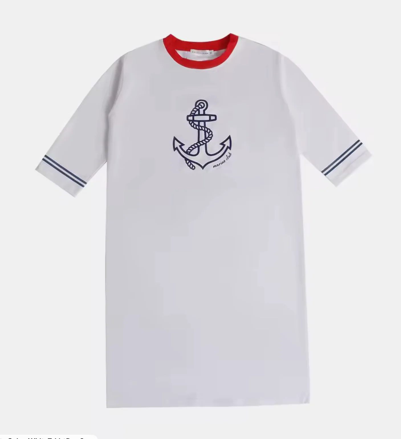 Girls White T-Shirt Dress- The Harbor Collection - Image 2