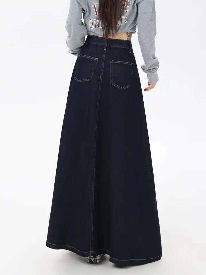 High Waist Denim Maxi Skirt - Image 2