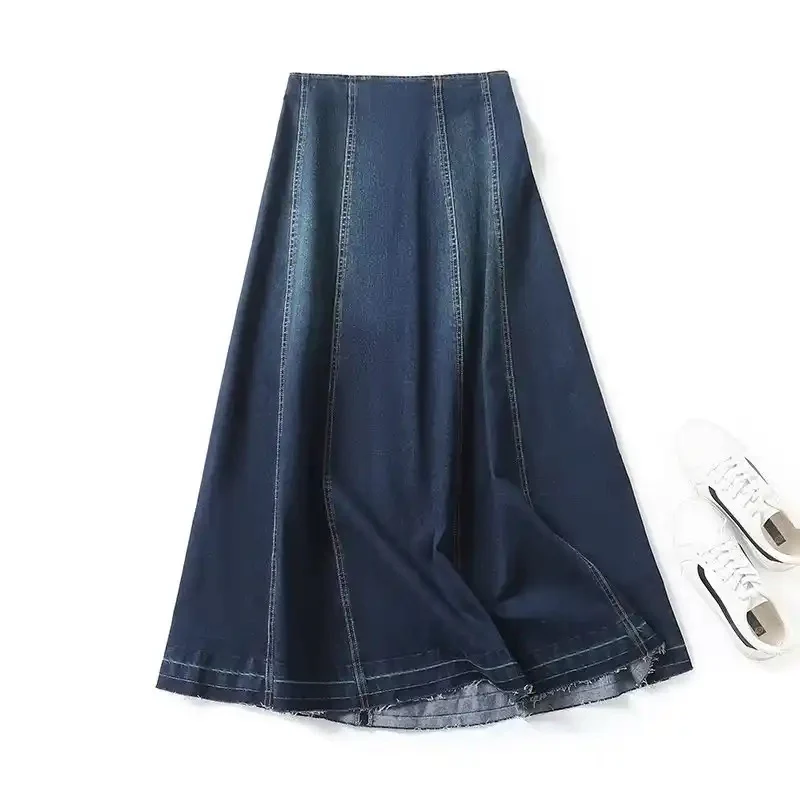 Panel Denim Maxi Skirt