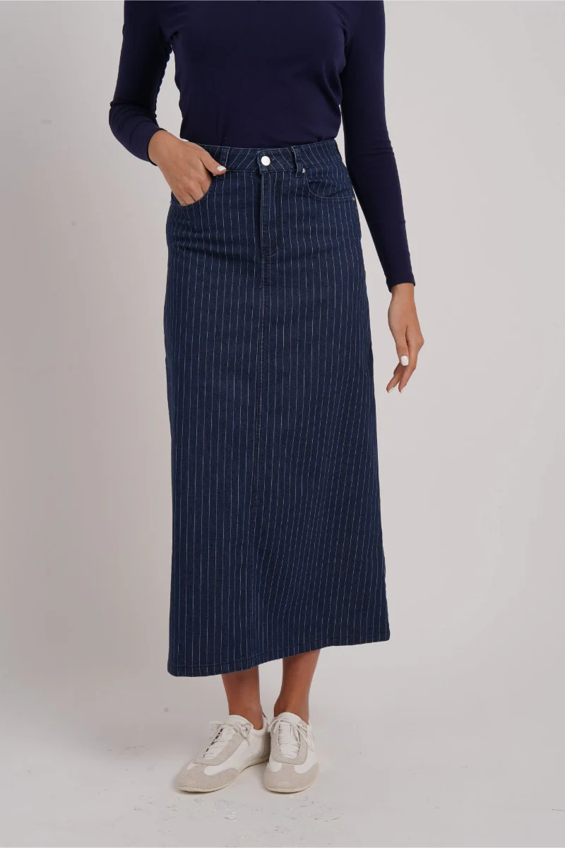 Pinstripe Denim Skirt - Image 8