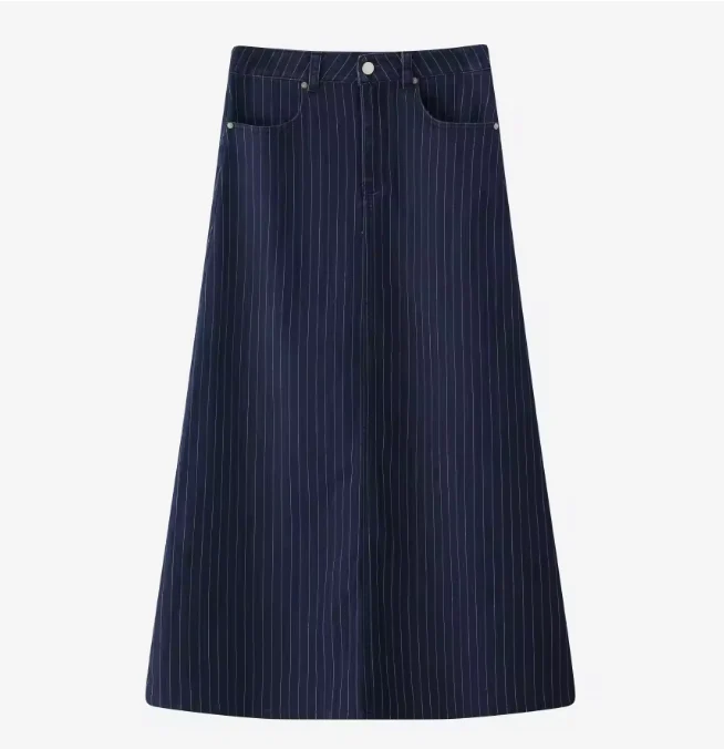Pinstripe Denim Skirt - Image 6