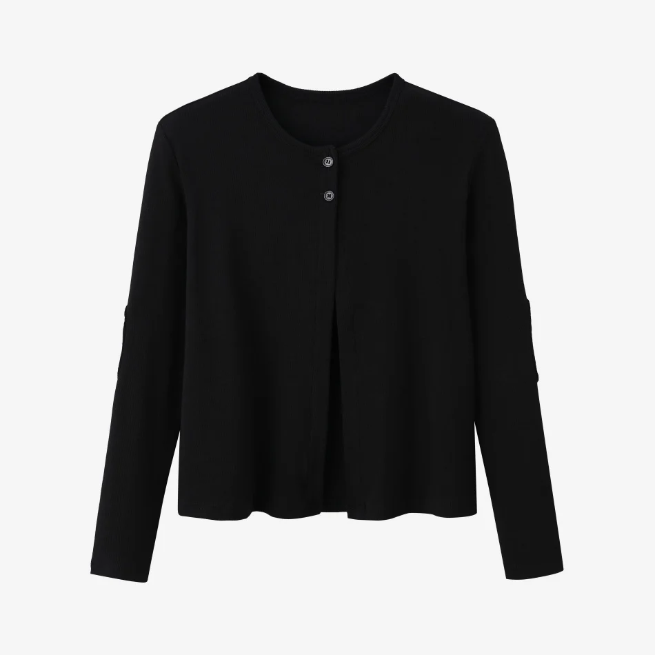 Ribbed Patch Sleeve Set Collection Black - Image 2