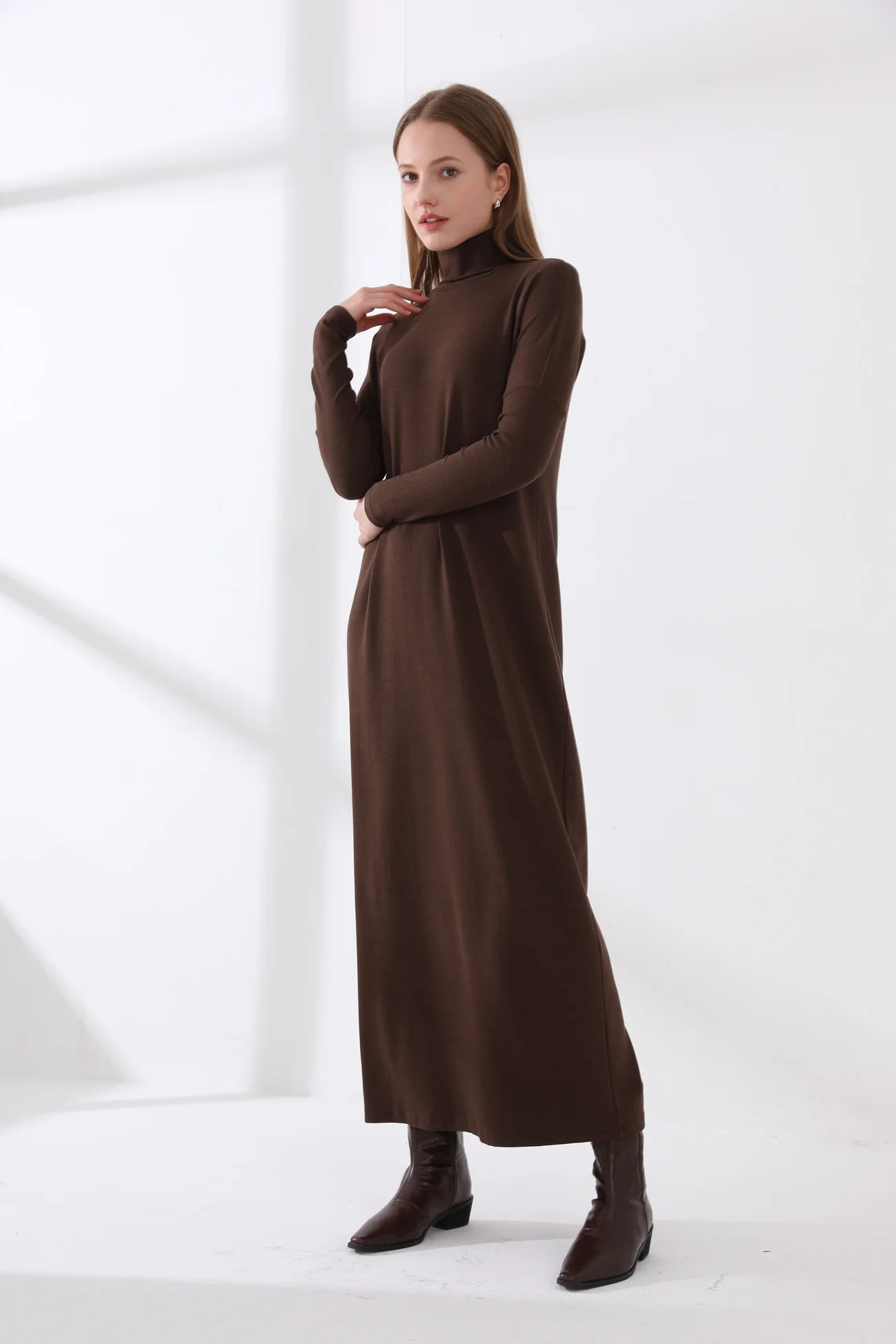 Ribbed Turtleneck Dress - Image 2