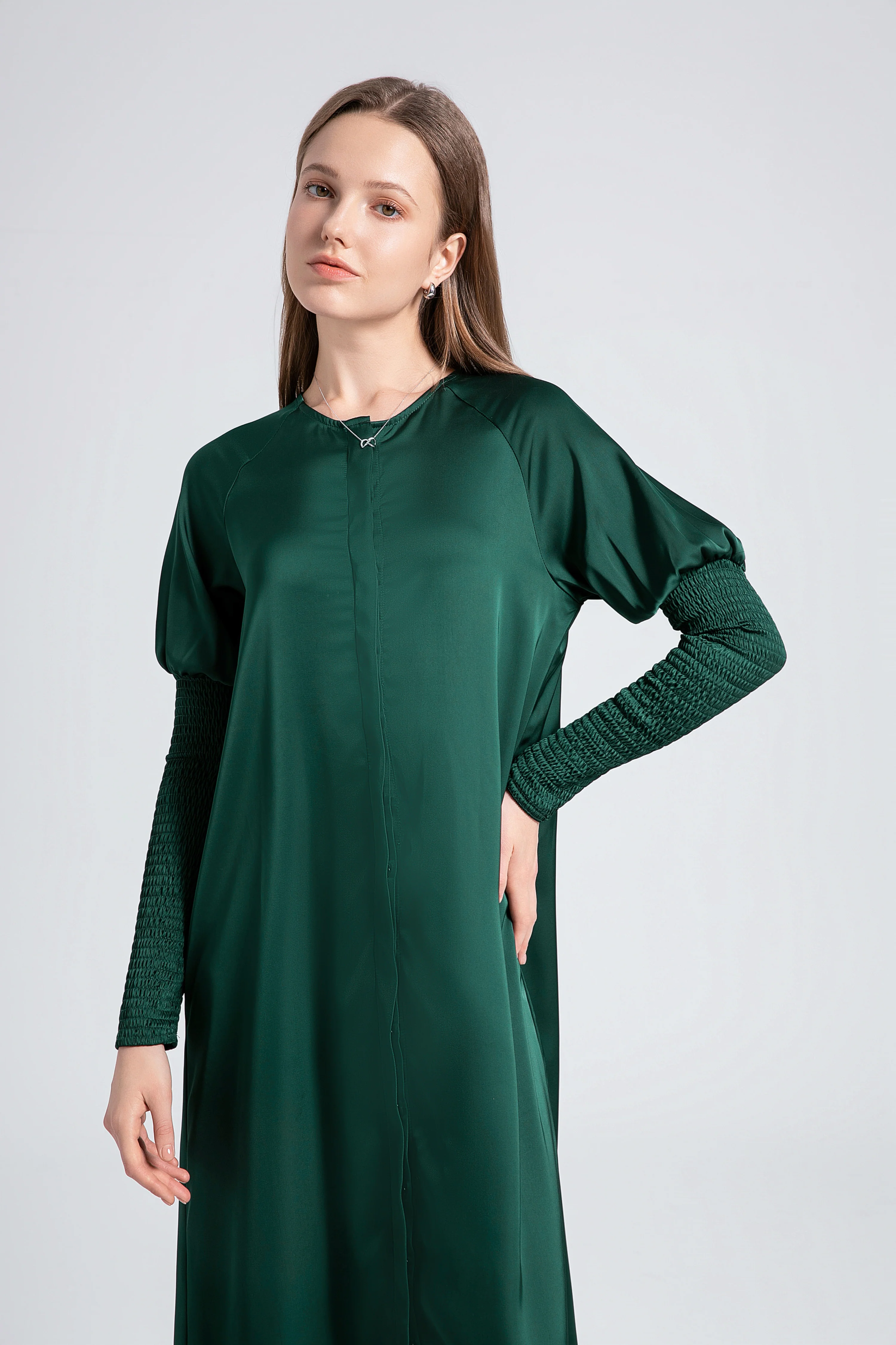 Emerald Satin Dress - Image 3