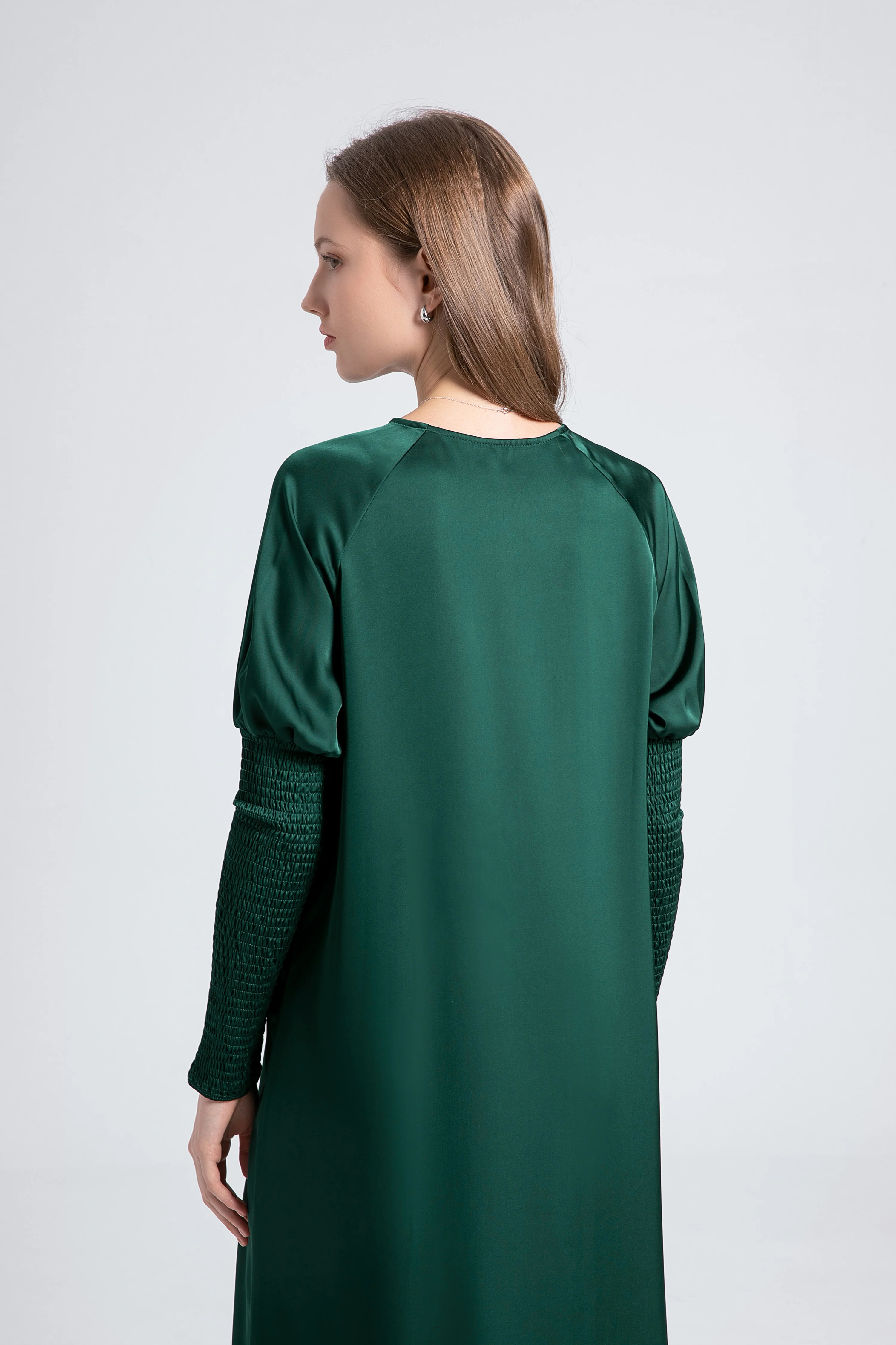 Emerald Satin Dress - Image 5