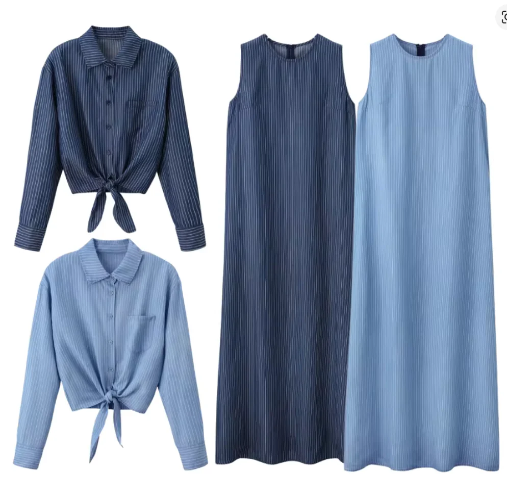 The Pinstripe Set MID BLUE DENIM - Image 3